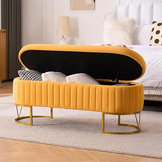 Modern Storage Ottoman Bench Upholstered Seating for Bedroom Entryway Living