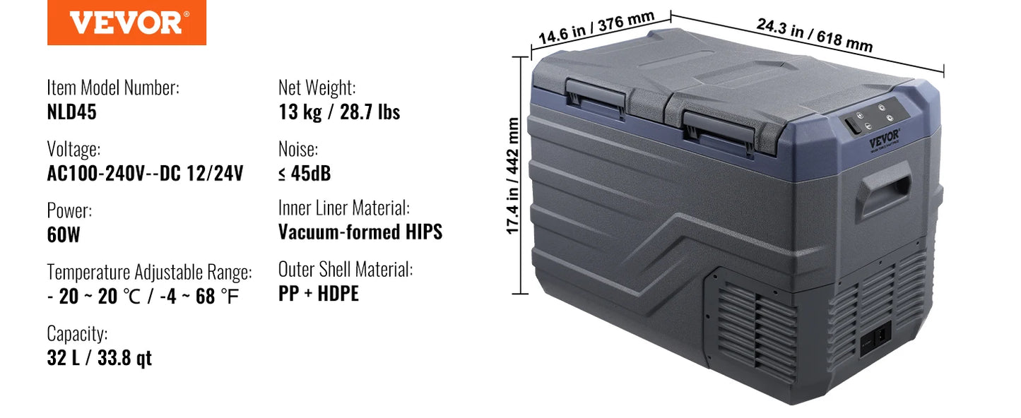 Portable Car Refrigerator 8L to 75L Bluetooth Adjustable Temp for Camping