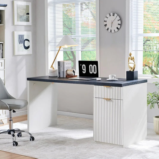 60 Inch Modern Executive Desk with Storage for Home Office Workstation