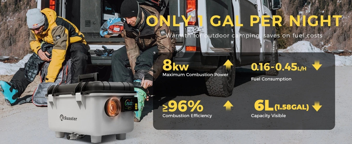 8KW Diesel Air Heater Bluetooth Control for RV Truck Car Tent Heating