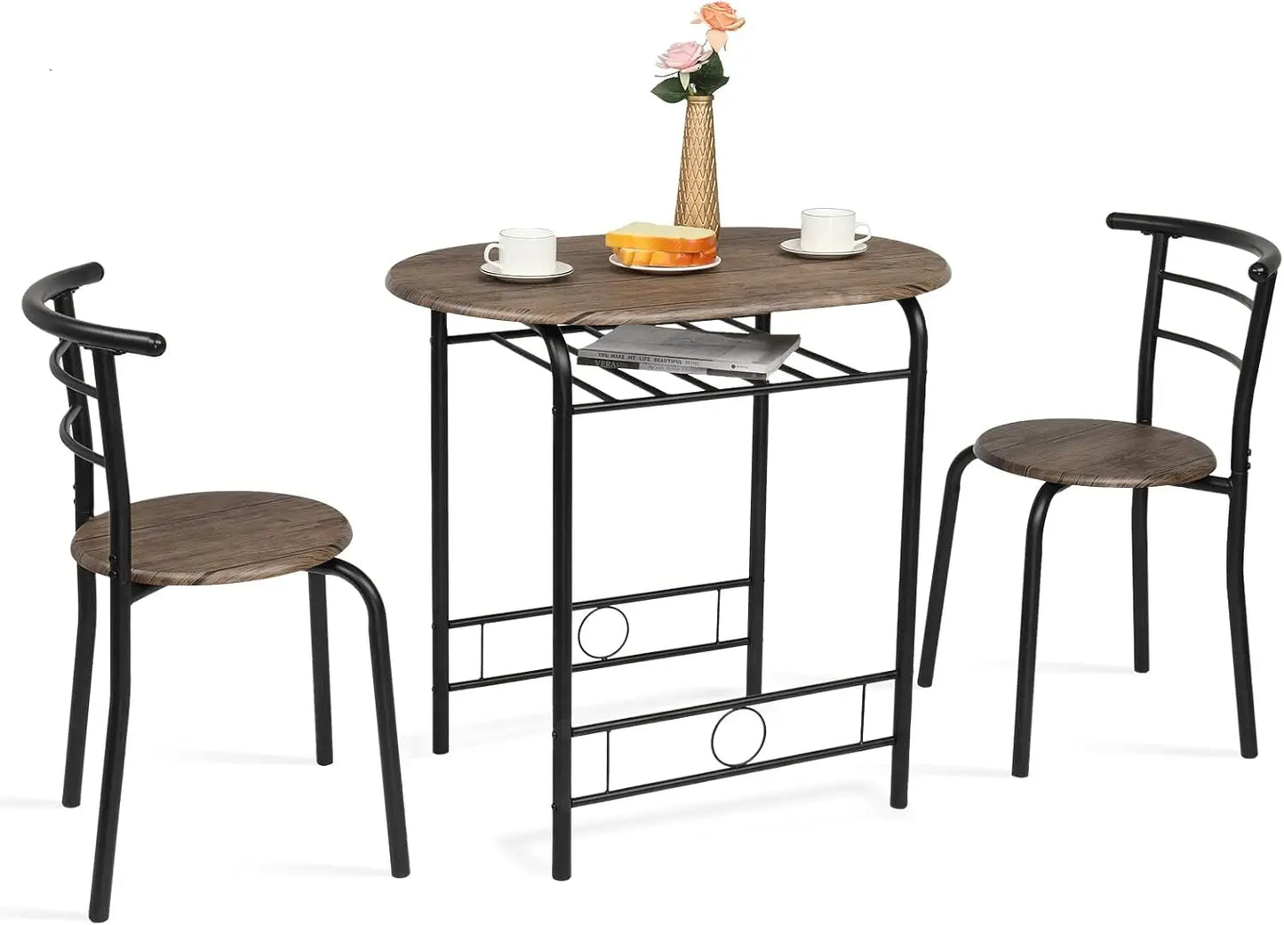 Ljustra Small Kitchen Dining Set Table with 2 Chairs for Small Spaces