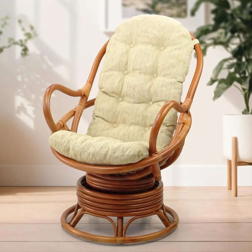 Java Lounge Swivel Rocking Chair Handmade Natural Rattan Wicker