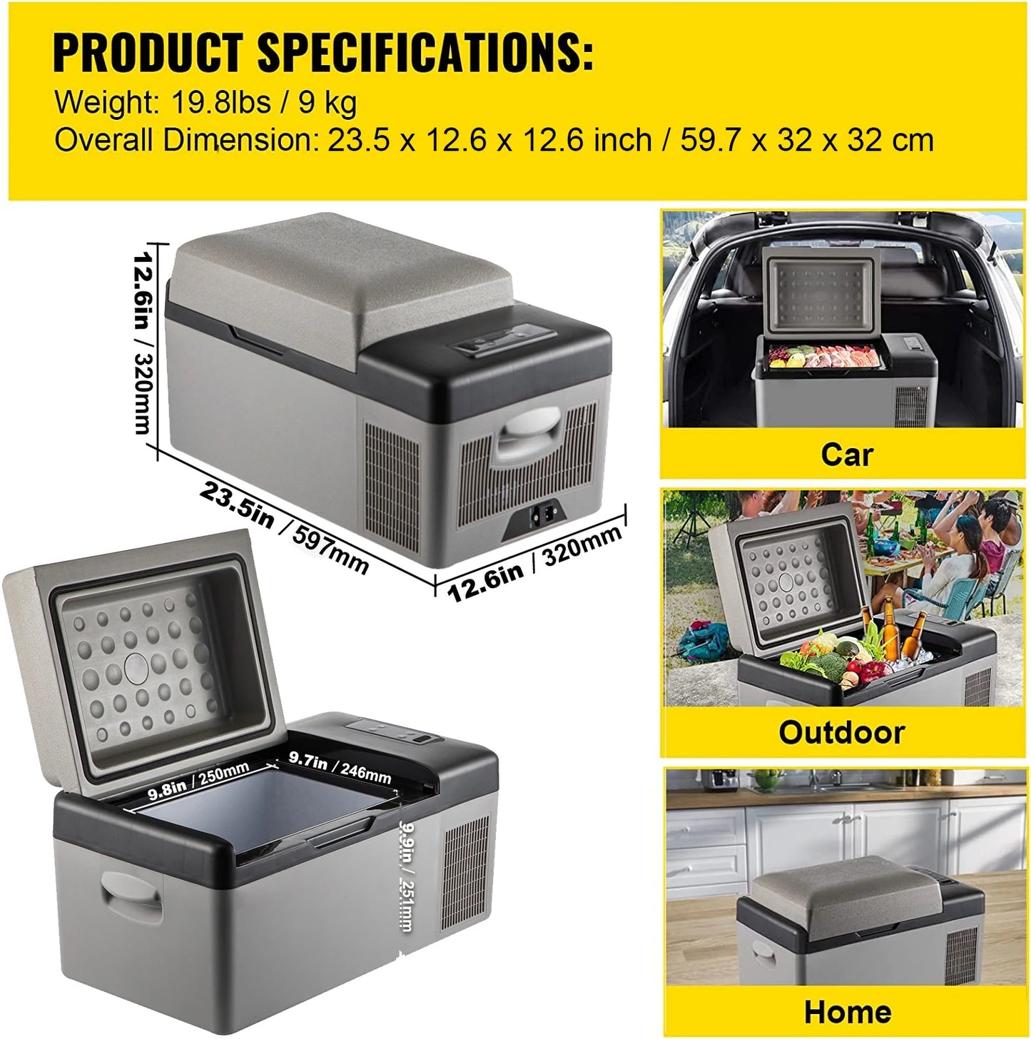 Ljustra Portable Car Refrigerator Mini Fridge Freezer 20L 22L 35L 45L 55L