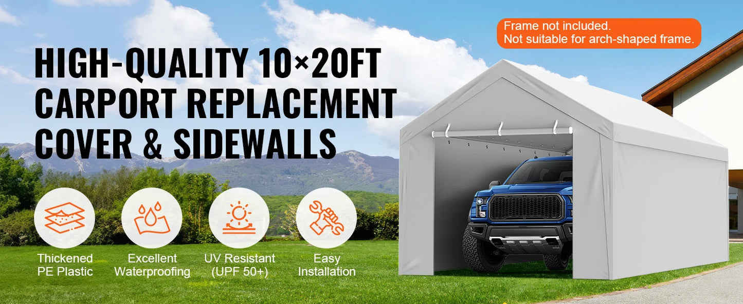 Ljustra Heavy-Duty Waterproof Carport Replacement Canopy Cover Shelter