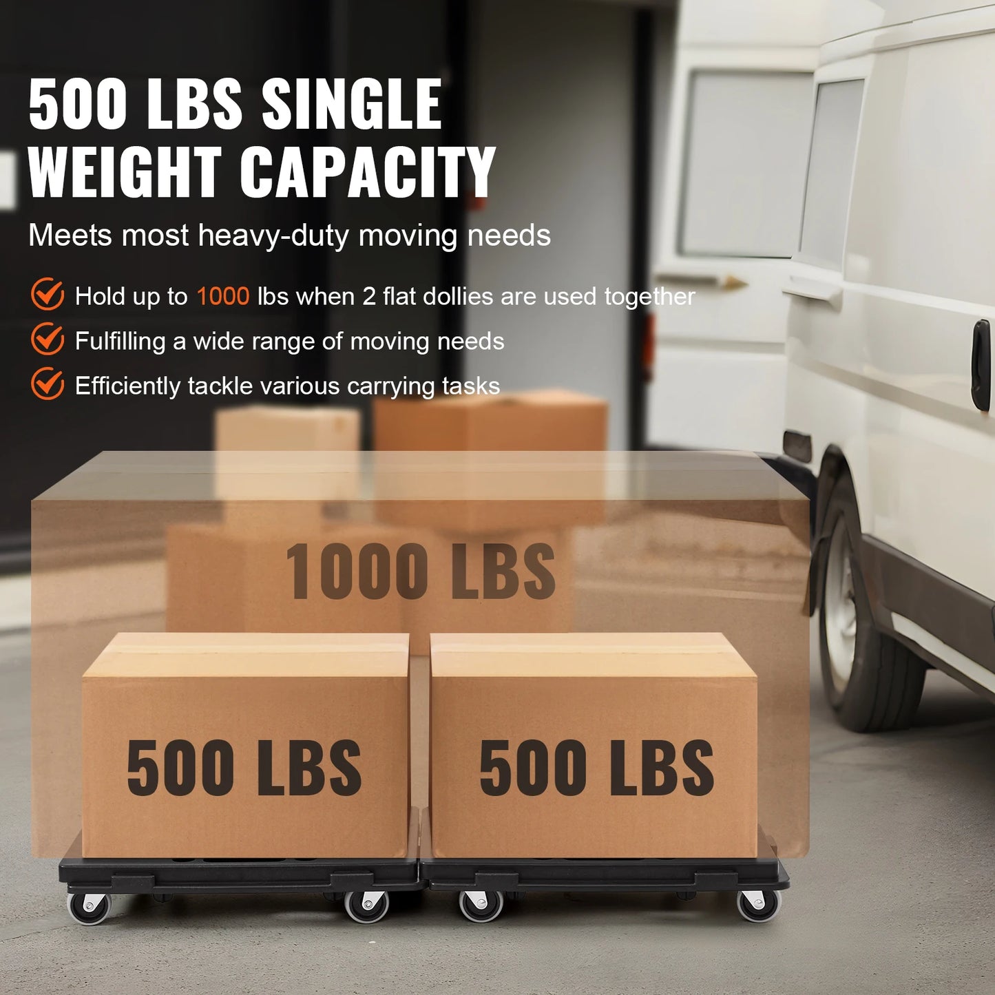 Ljustra 2 Pack Furniture Mover Dolly Trolley 500 lbs Small Flat Cart