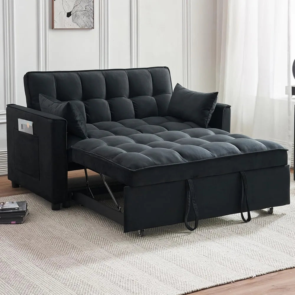 Ljustra 3-in-1 Sleeper Sofa Bed Velvet Pull-Out Couch with Storage