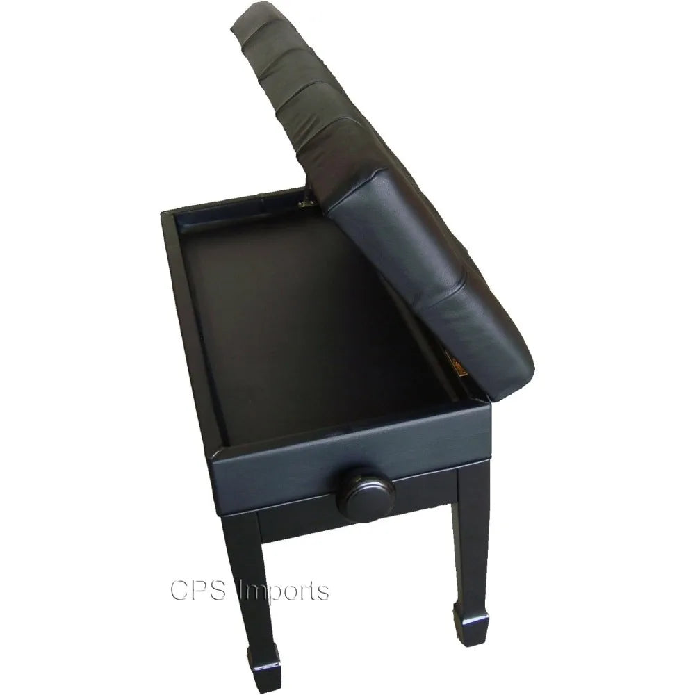 Genuine Leather Adjustable Artist Piano Bench Stool with Music Storage