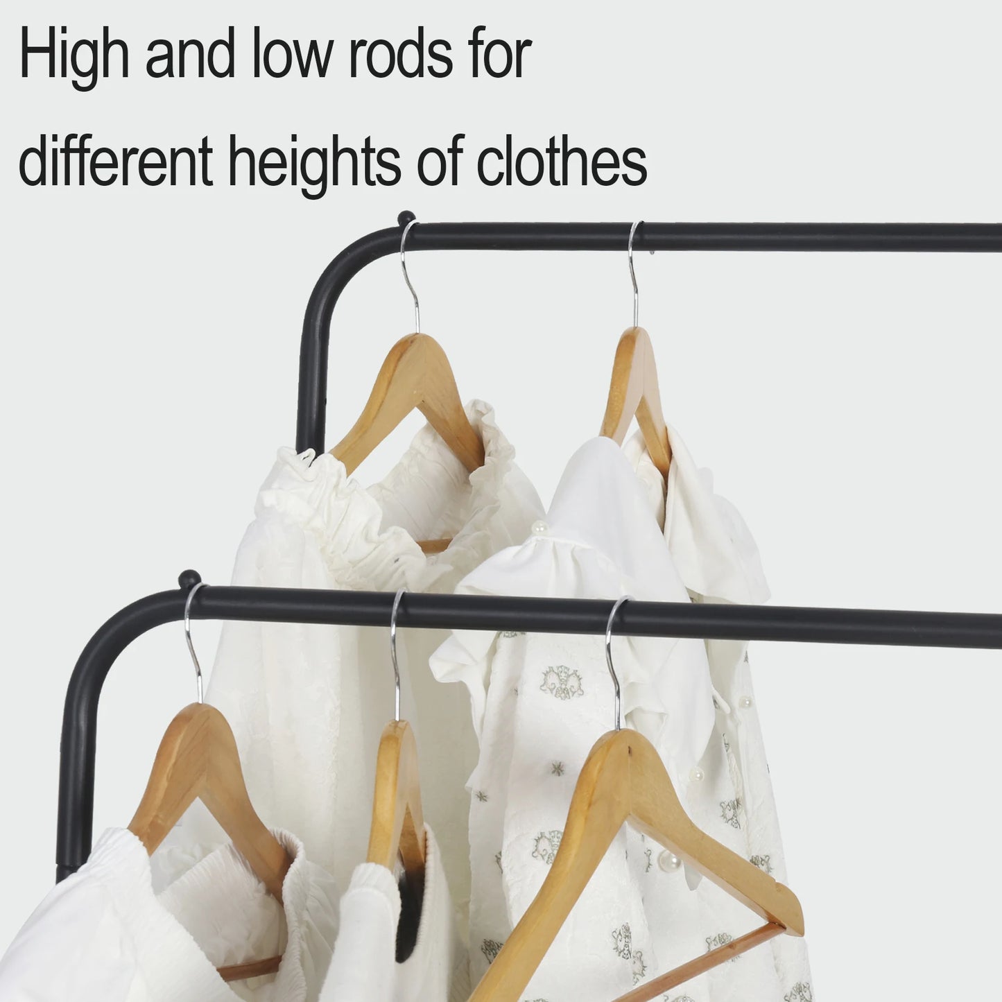 Rolling Clothes Rail Rack Garment Hanging Rack with Storage Shelves