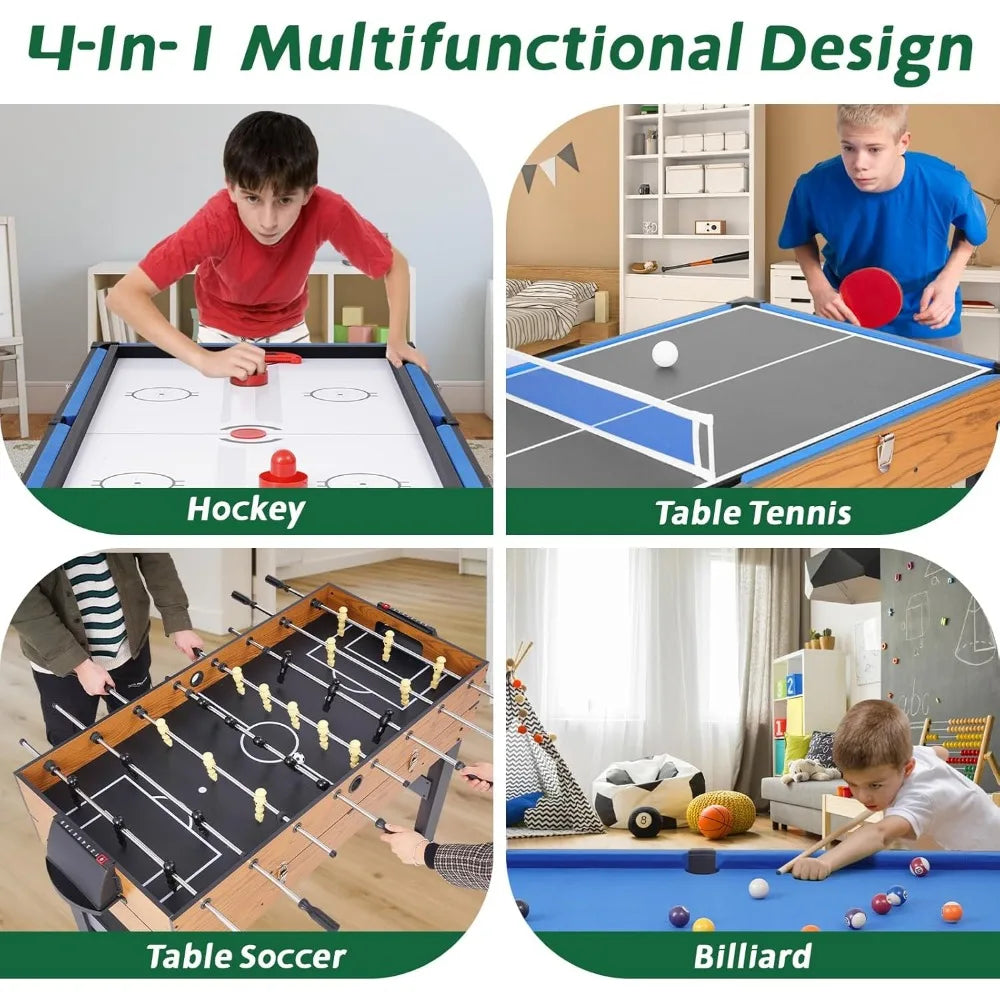 54 Inch 4 in 1 Multi Game Table Combo Games Table for Home Game Room