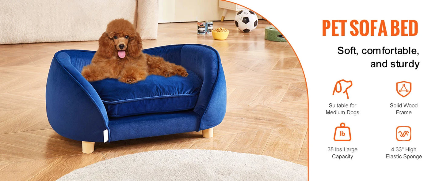 Ljustra Luxury Pet Sofa Bed for Medium Dogs and Cats Soft Velvet Couch