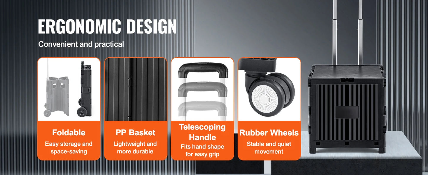 Ljustra Foldable Utility Shopping Cart Portable Handcart with Wheels