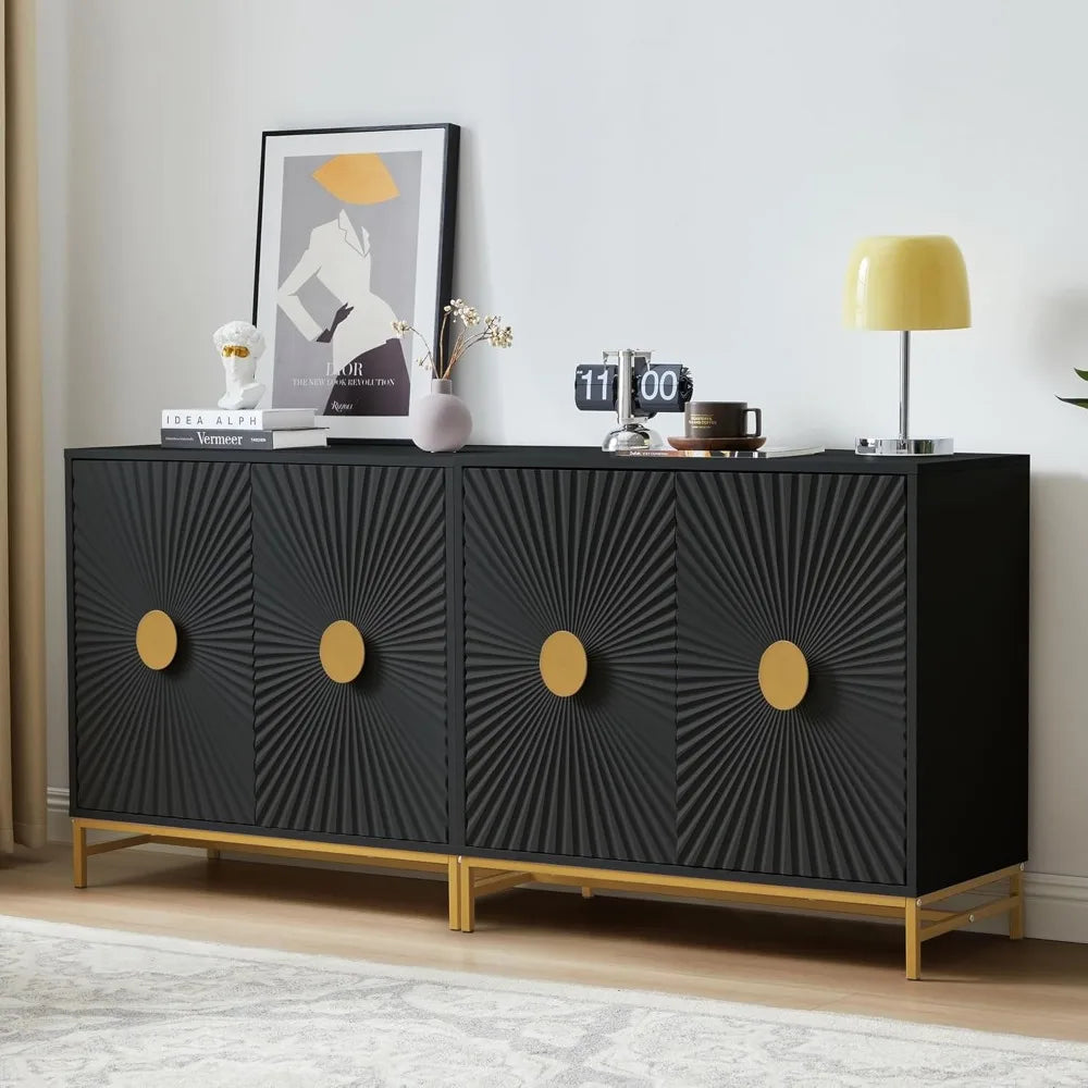 Accent Cabinet Set of 2 Luxury Carving Board Buffet Storage Sideboard