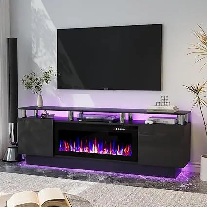 Fireplace TV Stand with 36 Inch Electric Fireplace Modern Living Room