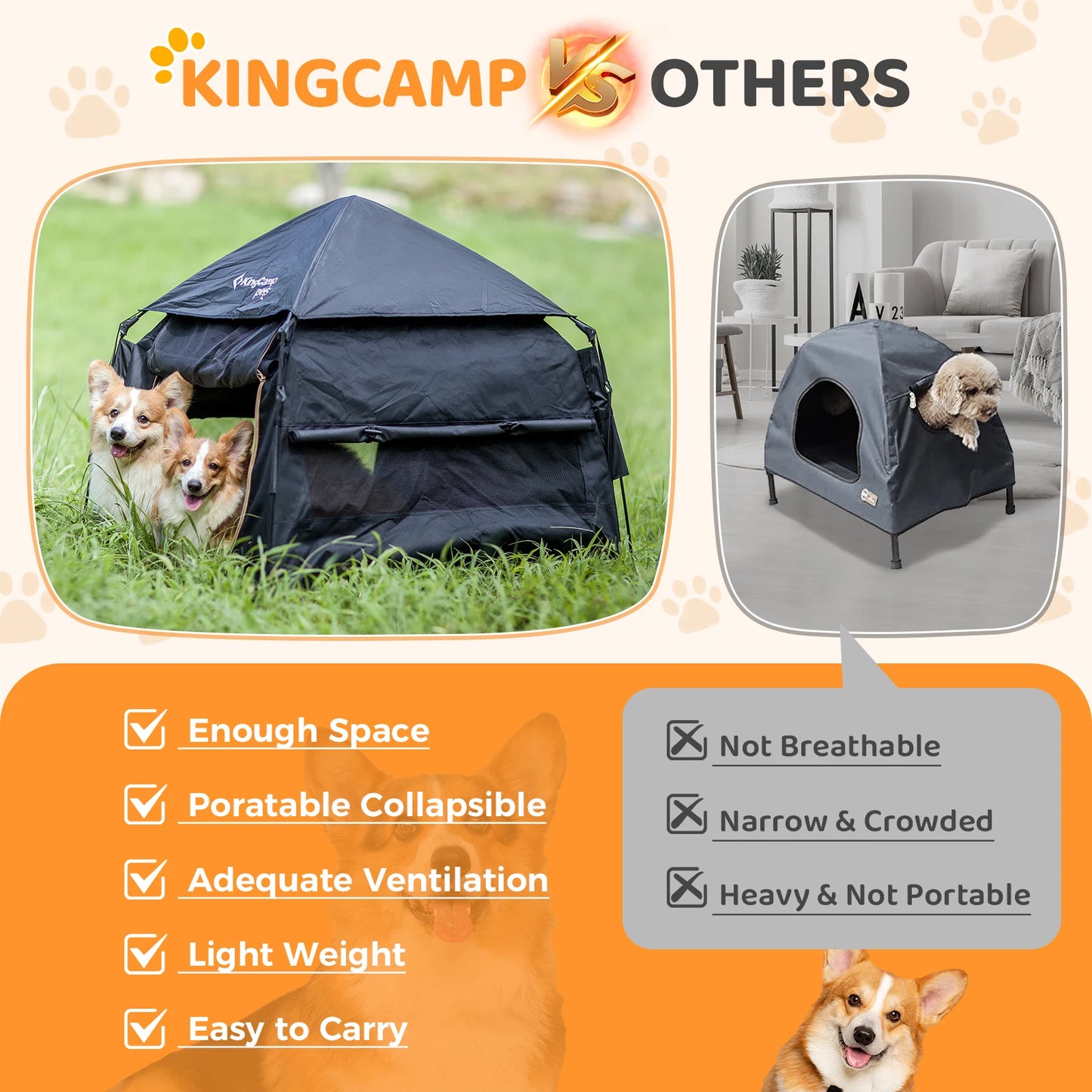 Ljustra Foldable Dog Tent Portable Playpen for Small Medium Puppies