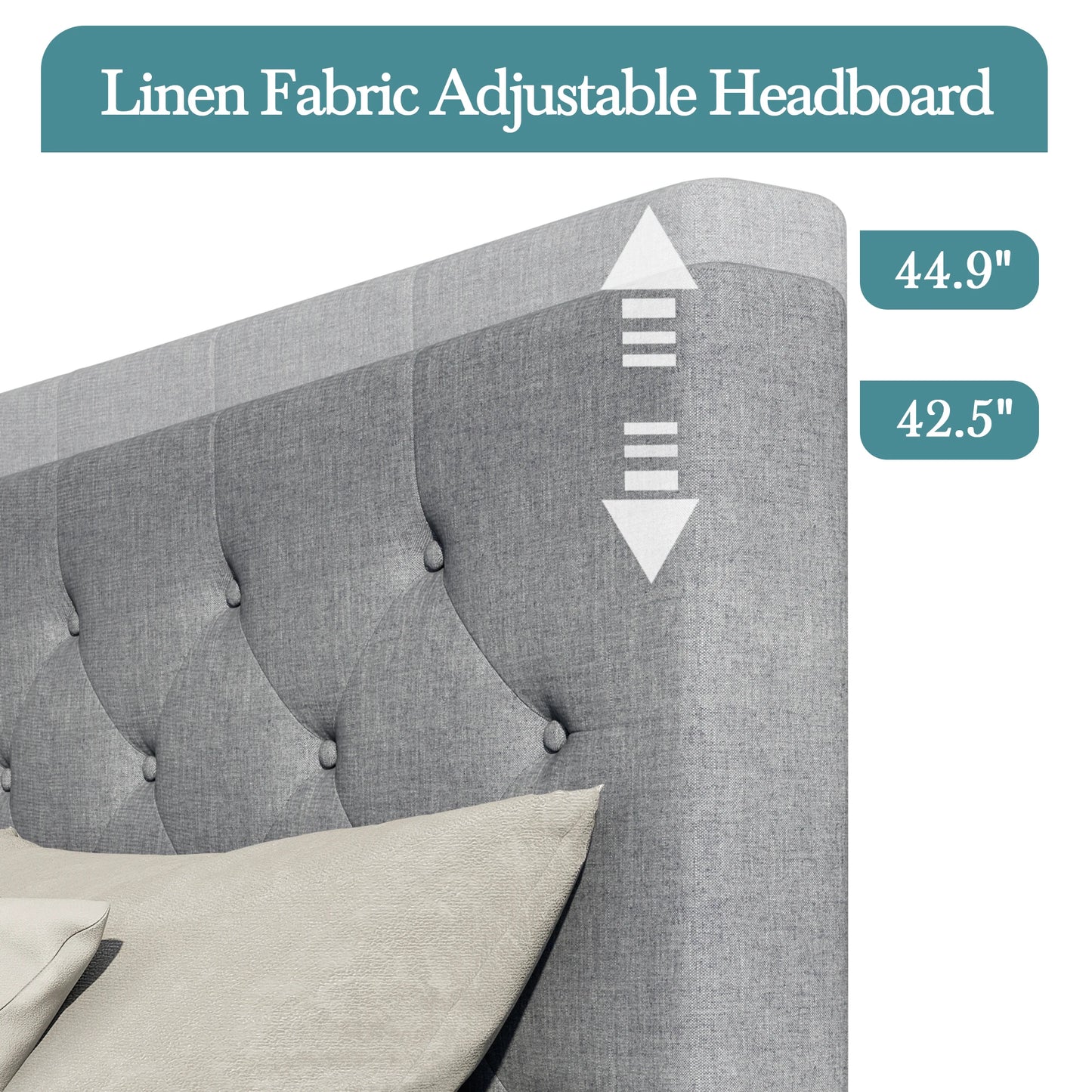 Ljustra Platform Storage Bed Frame 4 Drawers Adjustable Headboard Modern