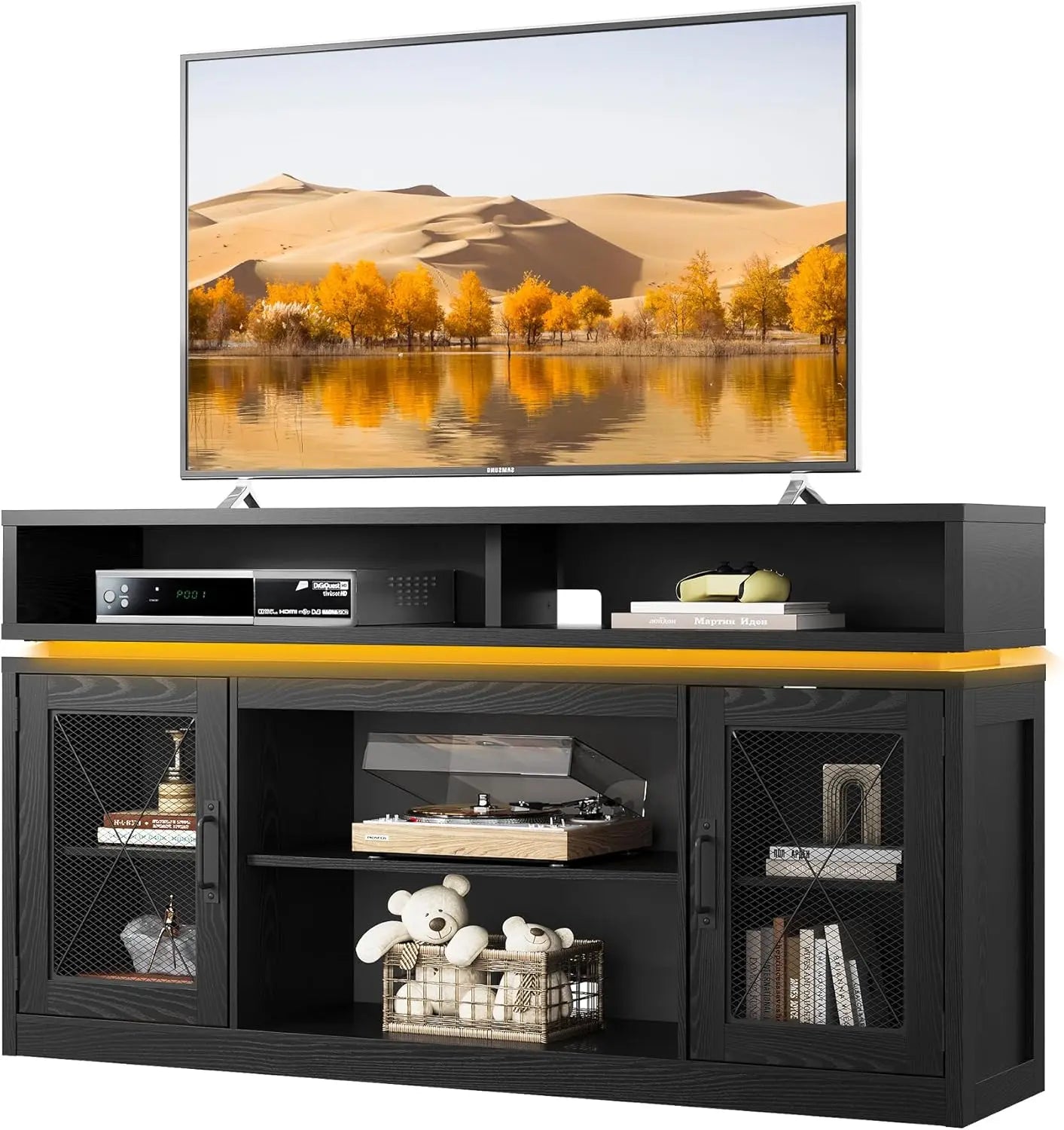 TV Stand for 65 Inch TV Entertainment Center with LED Lights and Storage