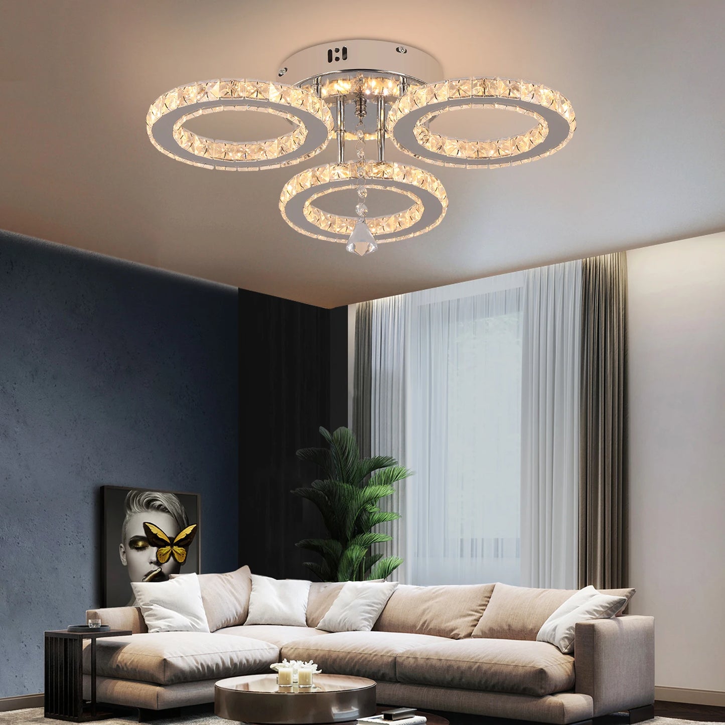 Modern K9 Crystal Chandelier Ceiling Light Fixture LED Pendant Lamp