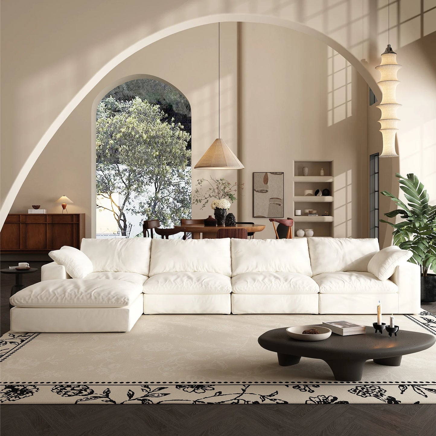 U-Shaped Cloud Couch Down-Filled Modern Modular Sectional Sofa Living Room
