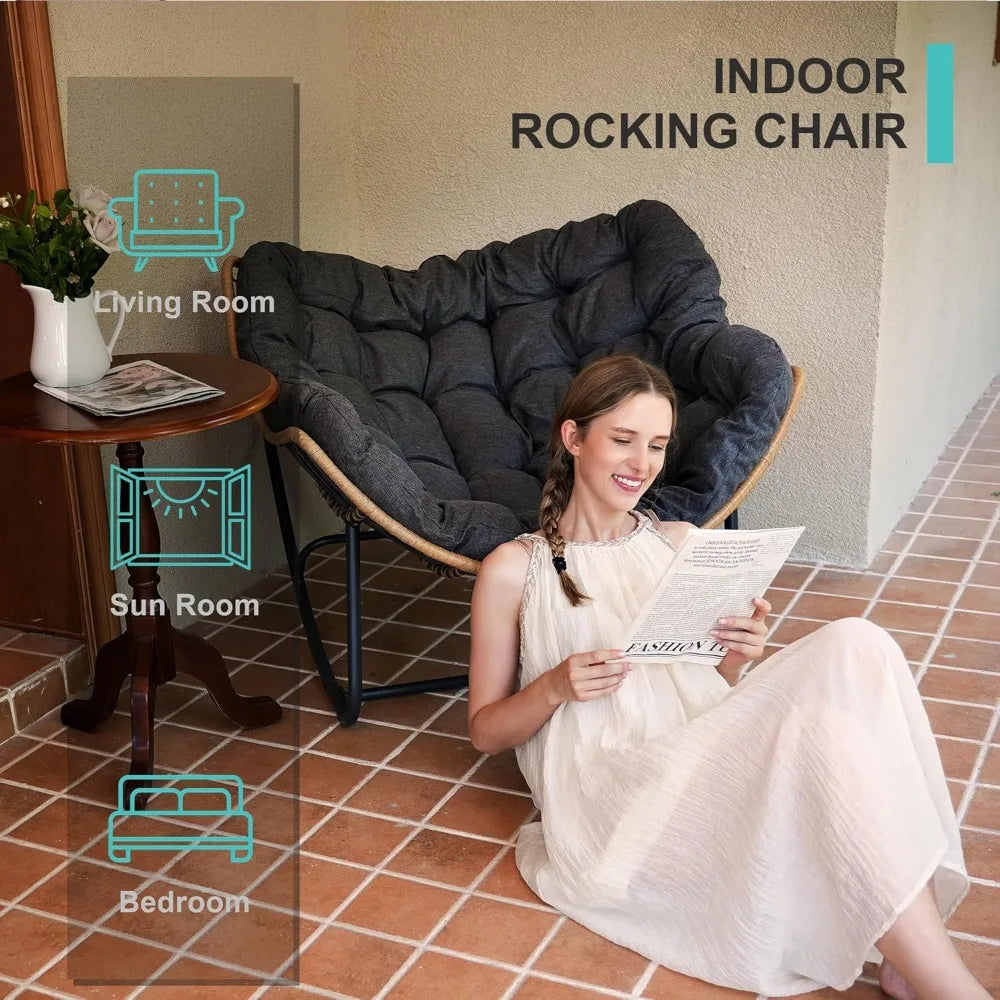 Outdoor Rocking Egg Chair Indoor Papasan Rattan Lounge Modern Design