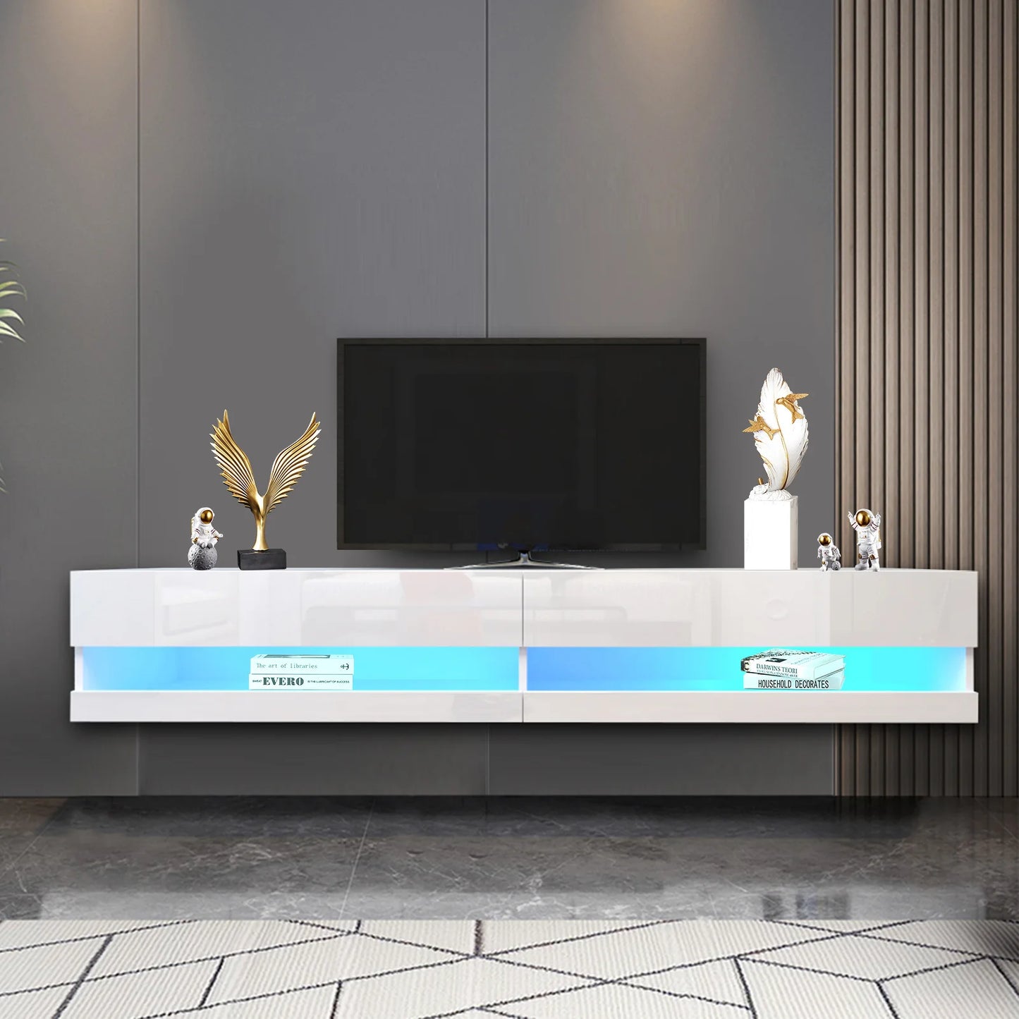 71 Inch Floating TV Stand Modern Wall Mounted LED Media Console