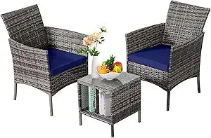 Ljustra 4 Piece Patio Furniture Set Outdoor Rattan Conversation Set