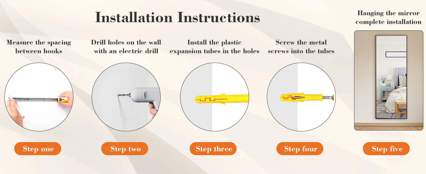 Ljustra 64x21 Full Body Wall Mirror Standing Hanging Leaning Aluminum Frame