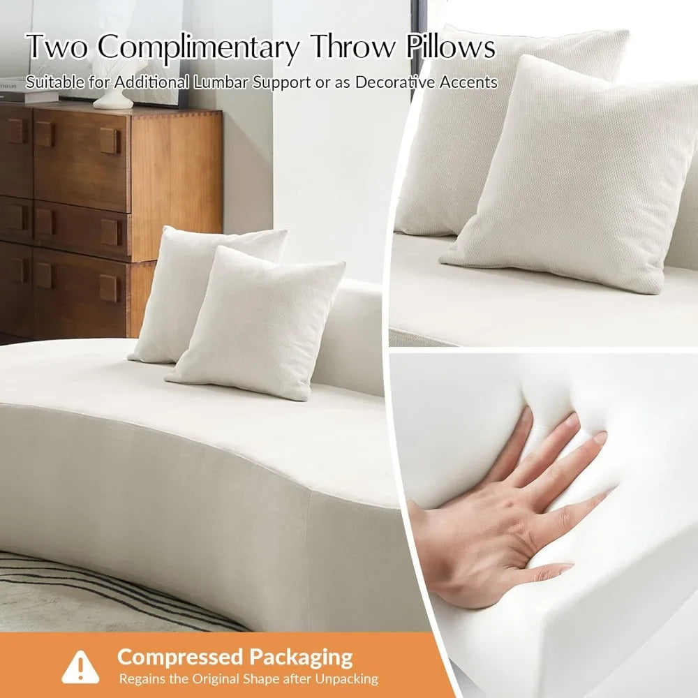 Modern Oversized Curved Sofa 3 Seater Compressed Foam Cloud Couch