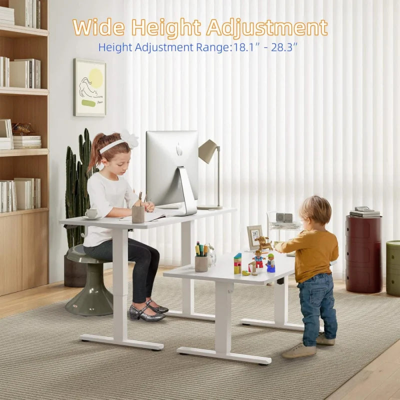 Low Height Adjustable Electric Desk for Short People 55x24 Inches