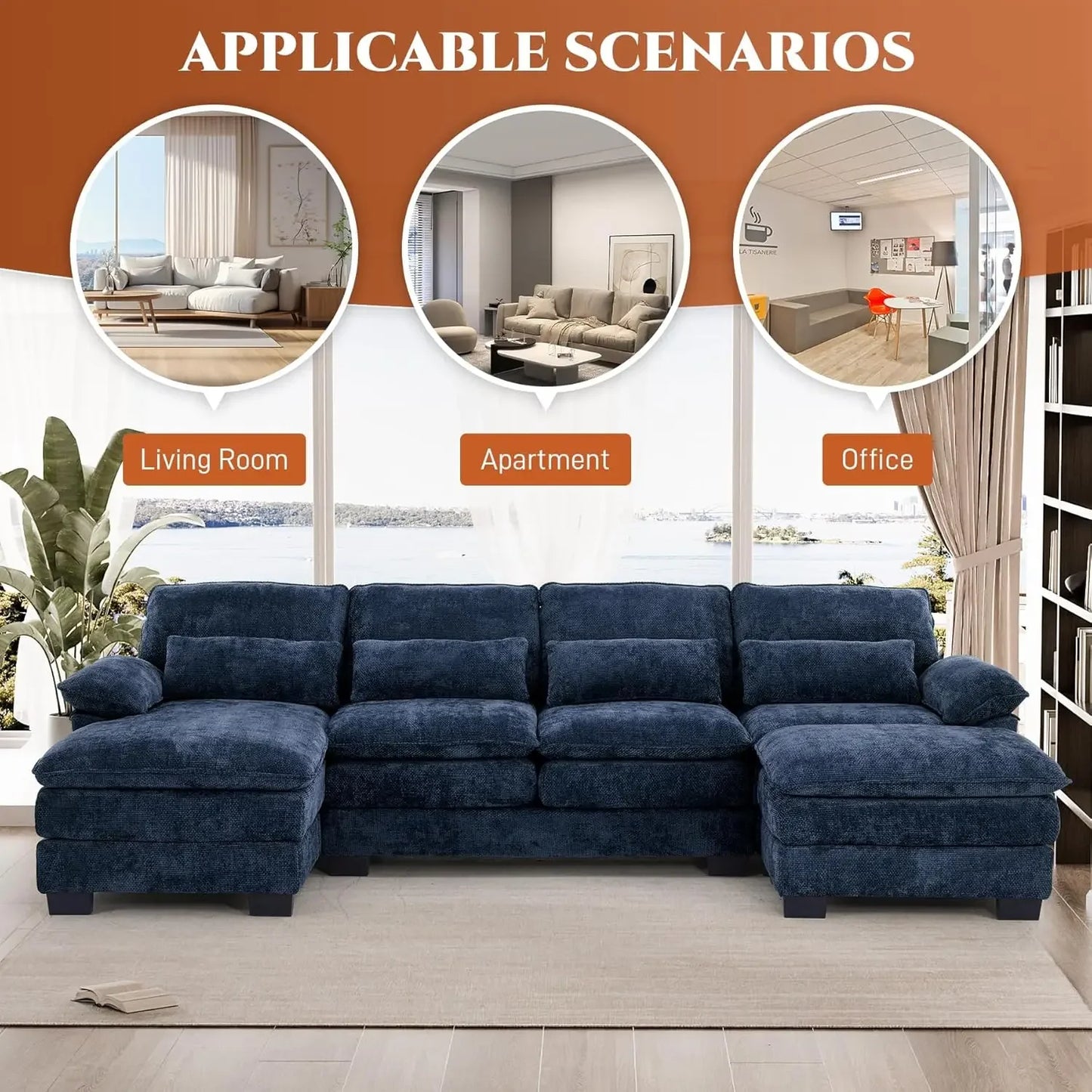 Ljustra U Shape Sectional Sofa Cloud Couch Living Room Comfy Modular Sofa