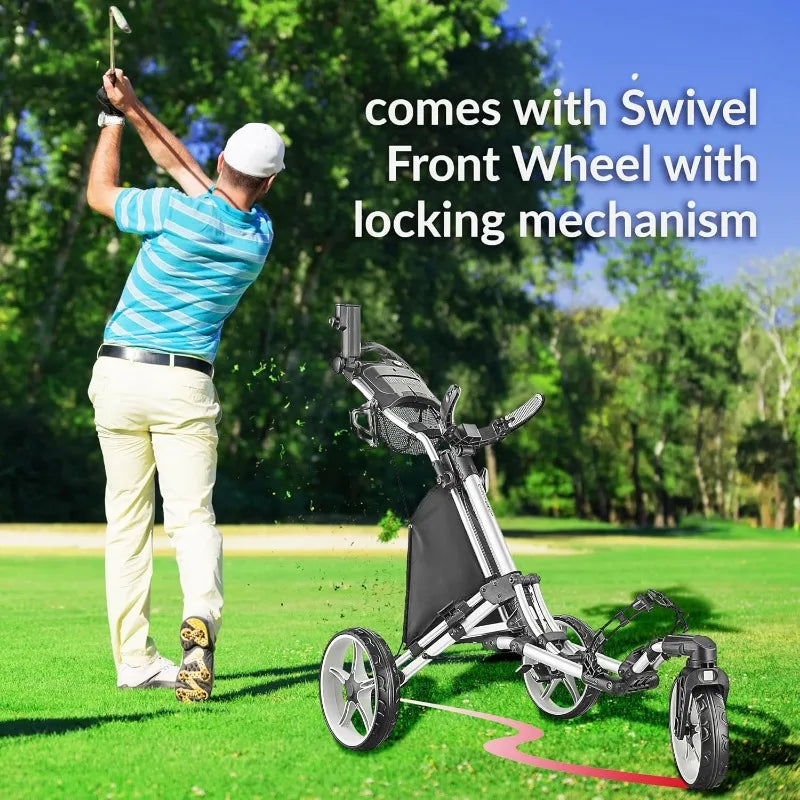 CaddyLite ONE V8 Swivel Golf Push Cart Lightweight 3-Wheel Trolley