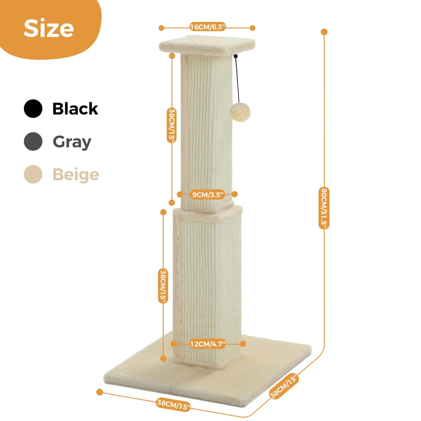 Ljustra 80CM Cat Tree Scratching Post Durable Plush Perch Indoor Furniture