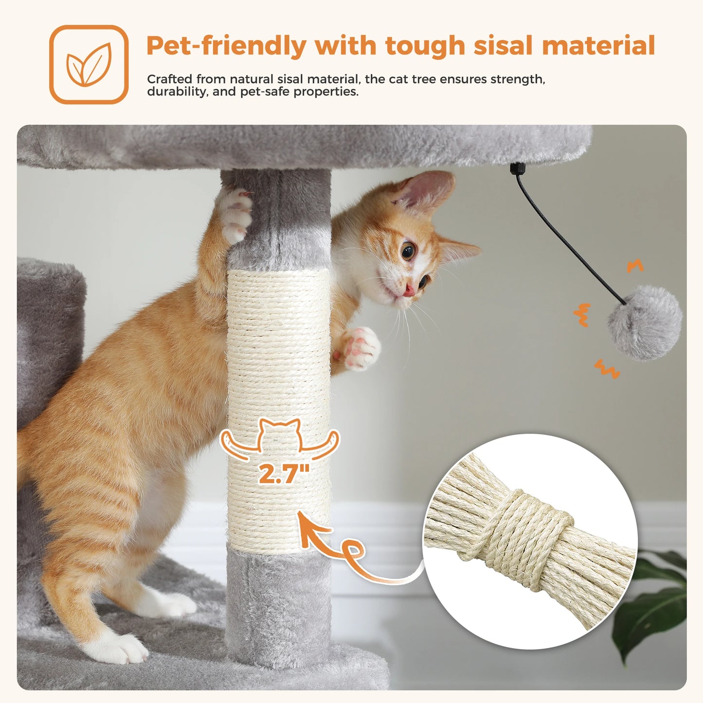 Multi-Level Cat Tree Indoor Tower with Scratching Posts Hammock Condo