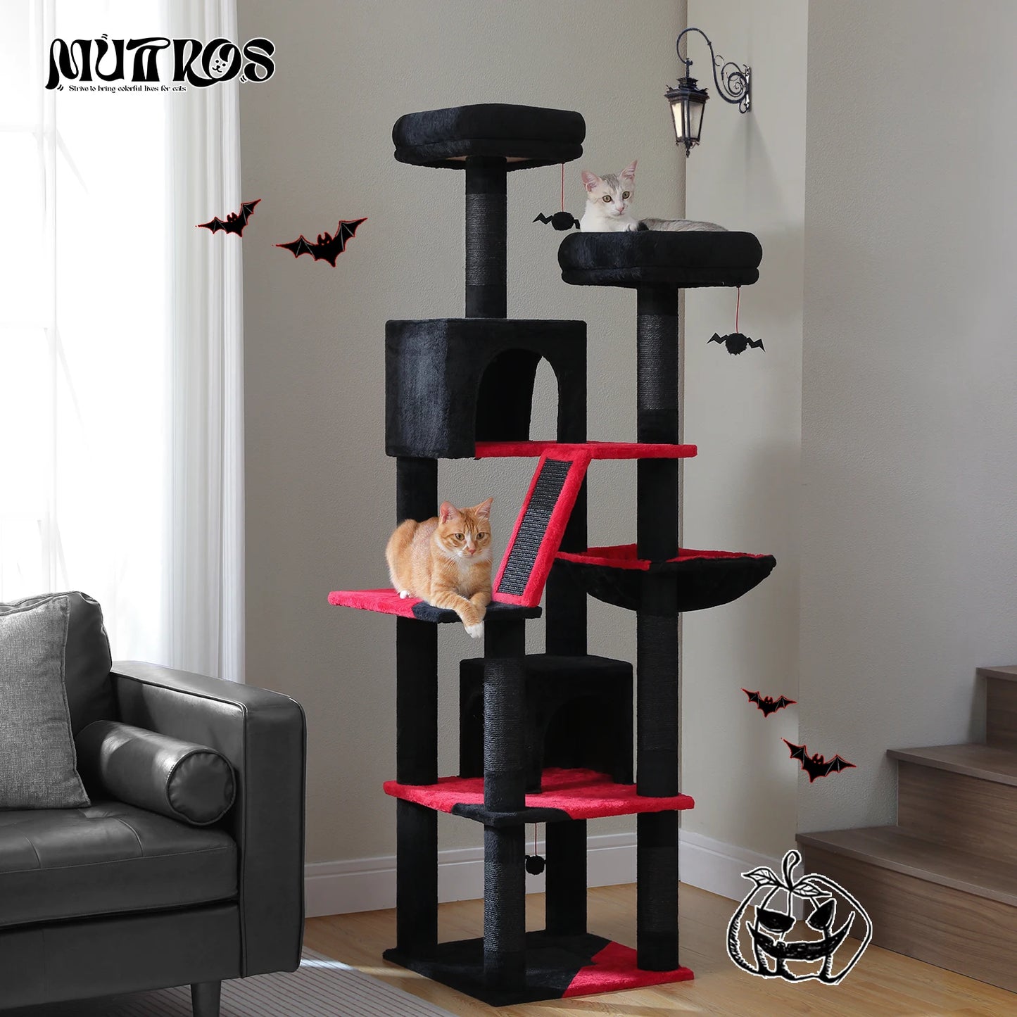 Multi-Level Cat Tree Indoor Tower with Scratching Posts Hammock Condo