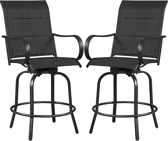 Ljustra 2 Piece Patio Swivel Bar Stools Outdoor Bistro Chairs High Back