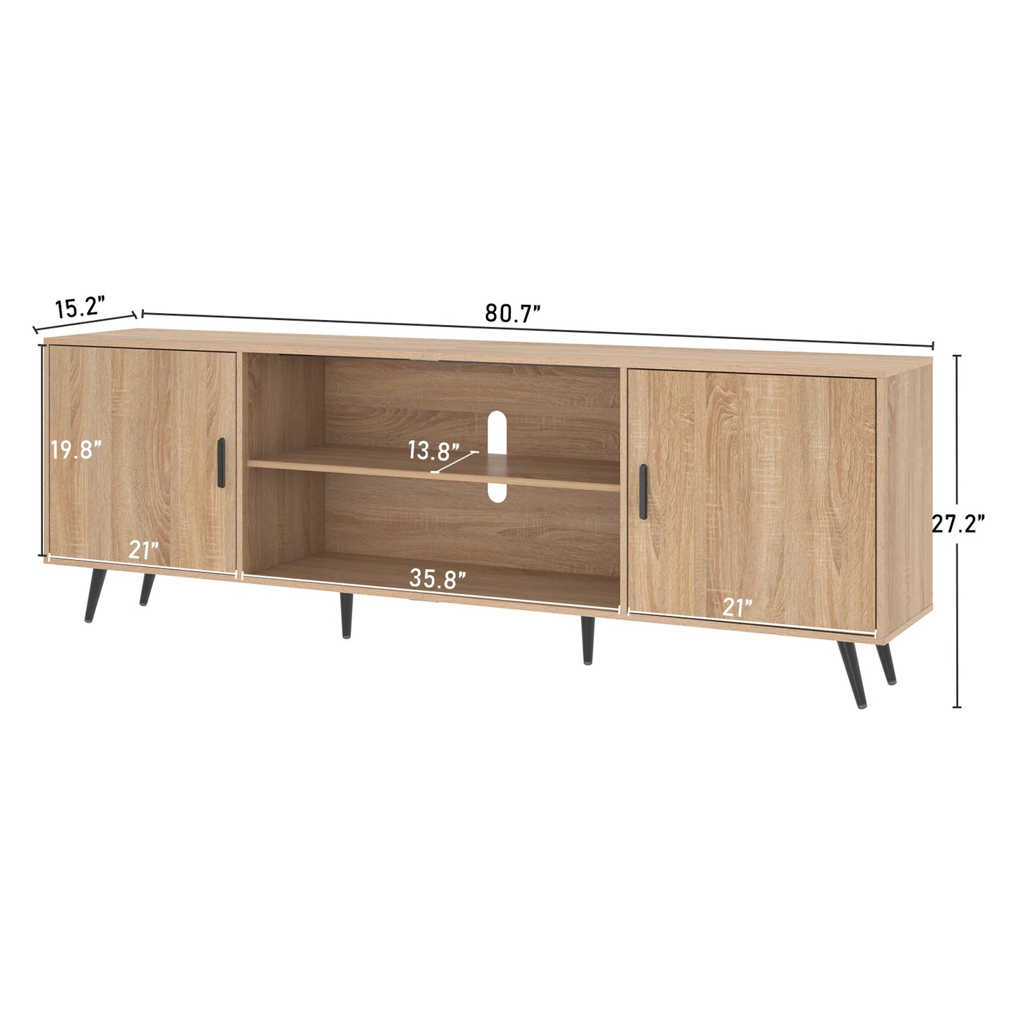 Modern TV Stand Wood Cabinet Entertainment Center Living Room Storage