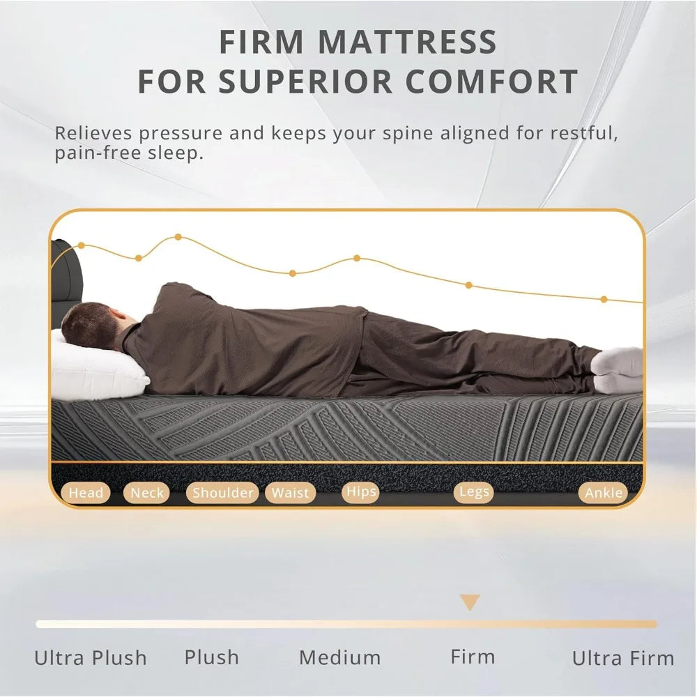 Ljustra 14 Inch Firm Twin XL Memory Foam Mattress Cooling Support