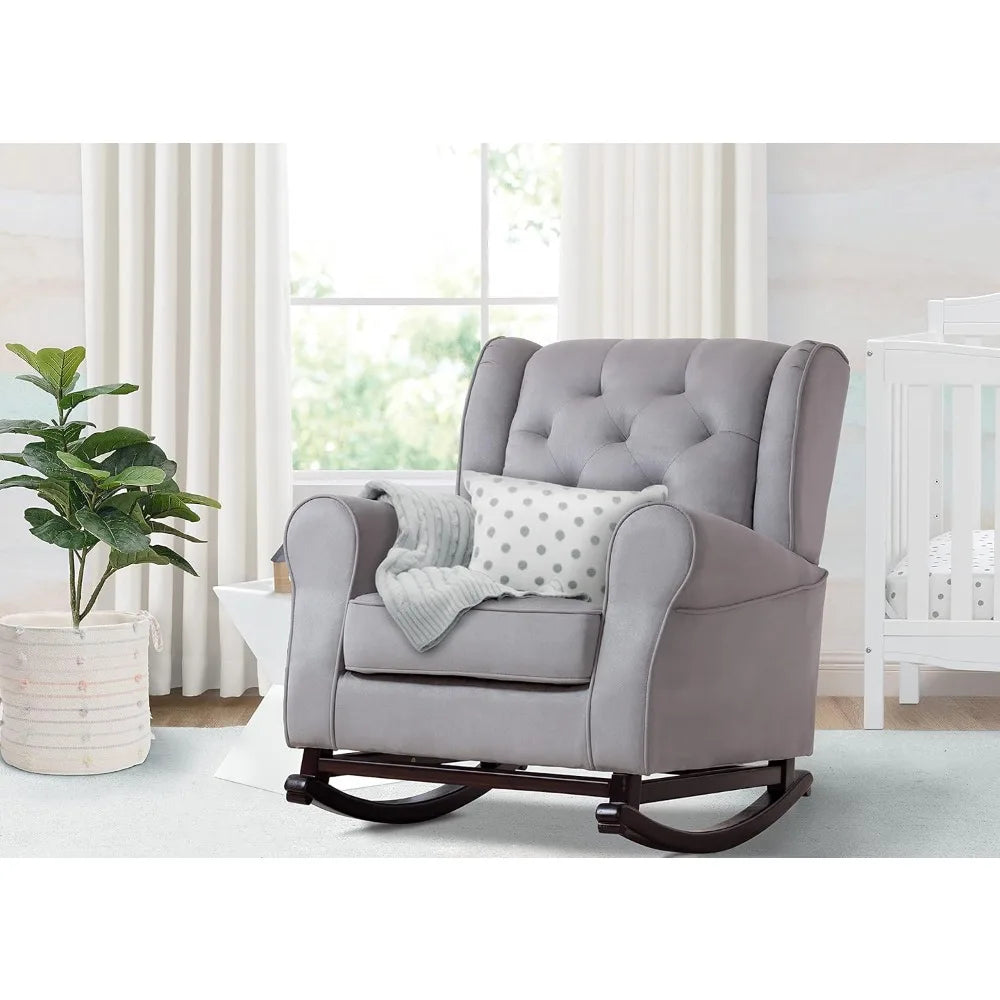 Emma Upholstered Rocking Chair Wood Living Room Furniture Modern Style