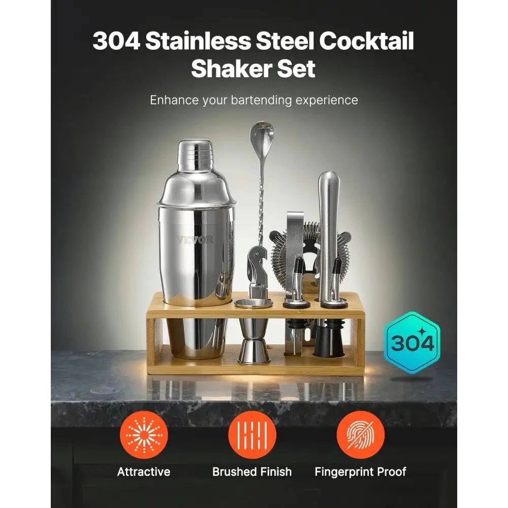 Stainless Steel 10 Piece Cocktail Shaker Set Bartender Tools Kit