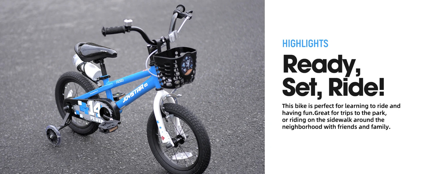 Ljustra Kids Bike with Light Up Training Wheels for Ages 3-12 Years