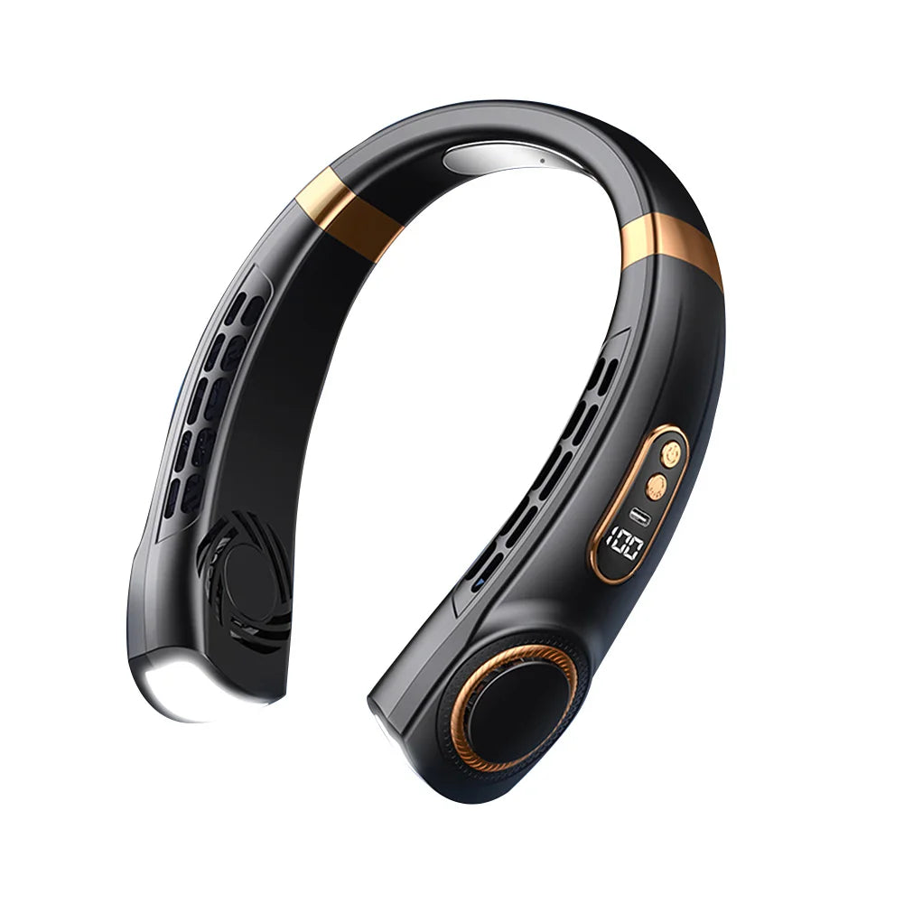 Mute USB Bladeless Neck Fan 5 Speeds Rechargeable Portable Cooling Fan