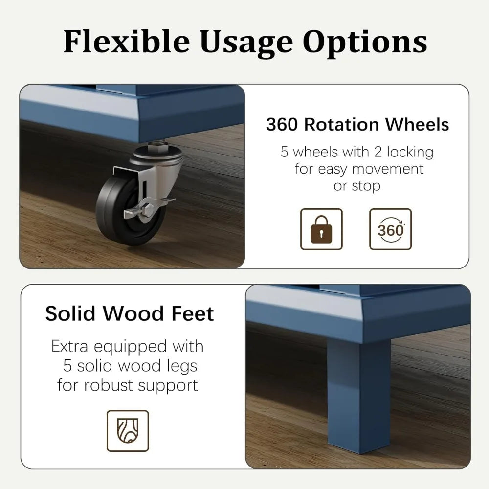 Portable Kitchen Island on Wheels with Drop Leaf Storage Cart