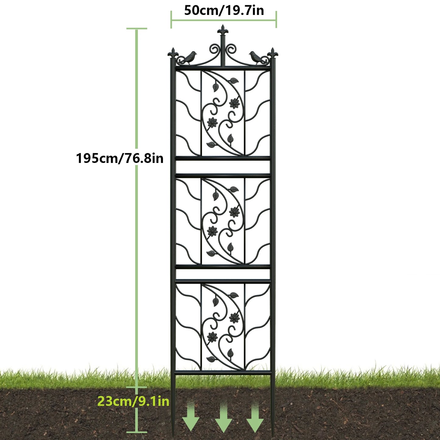 71 Inch Garden Trellis Outdoor Tall Metal Fence Lattice Panel Decor