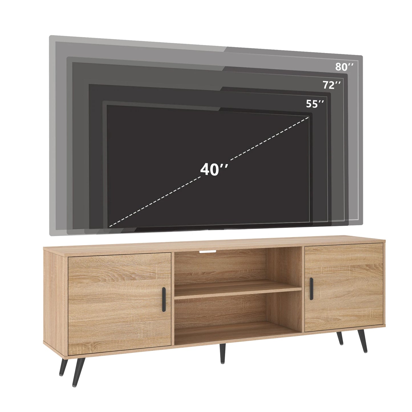 Modern TV Stand Wood Cabinet Entertainment Center Living Room Storage