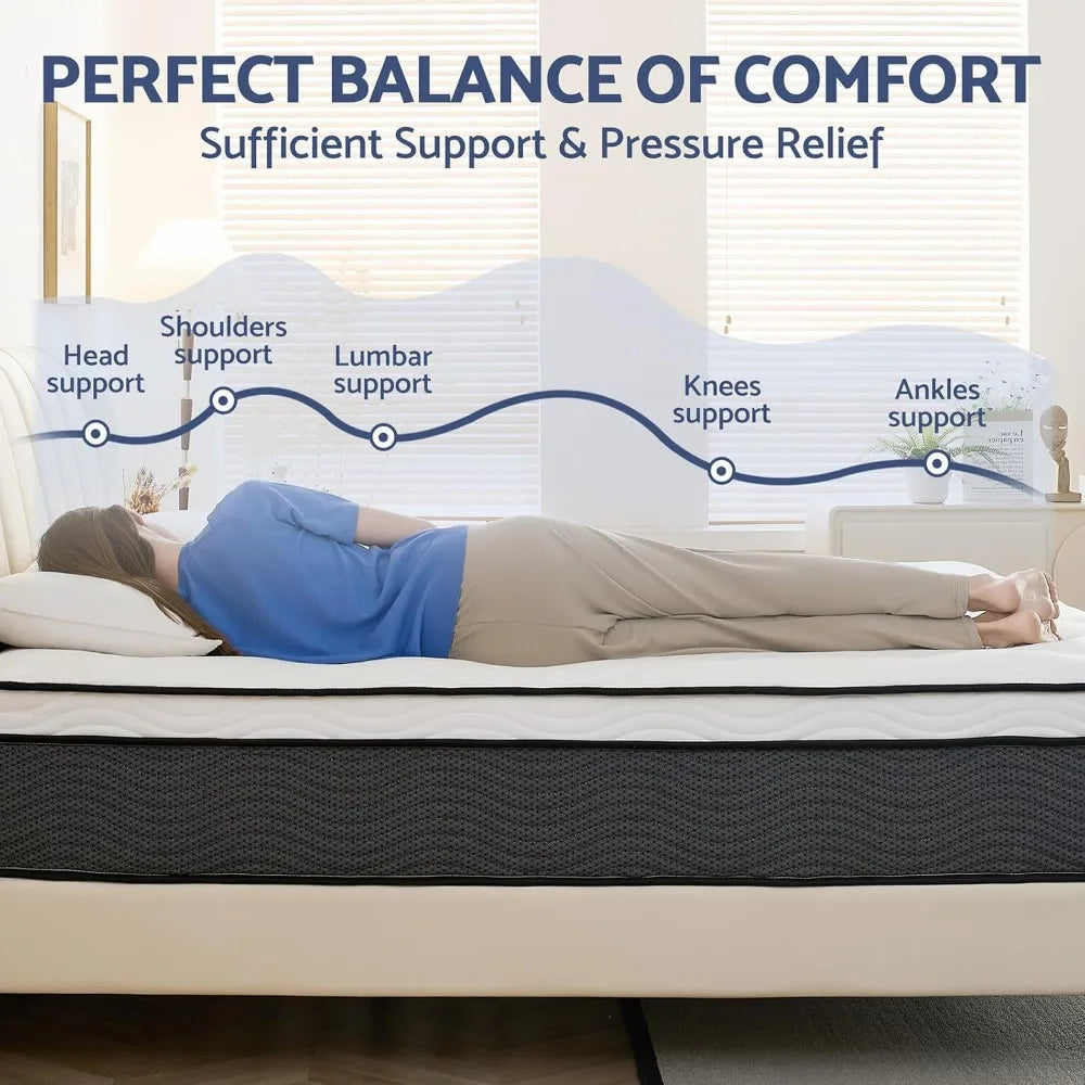 Ljustra 14 Inch Full Size Mattress in a Box Hybrid Pressure Relief