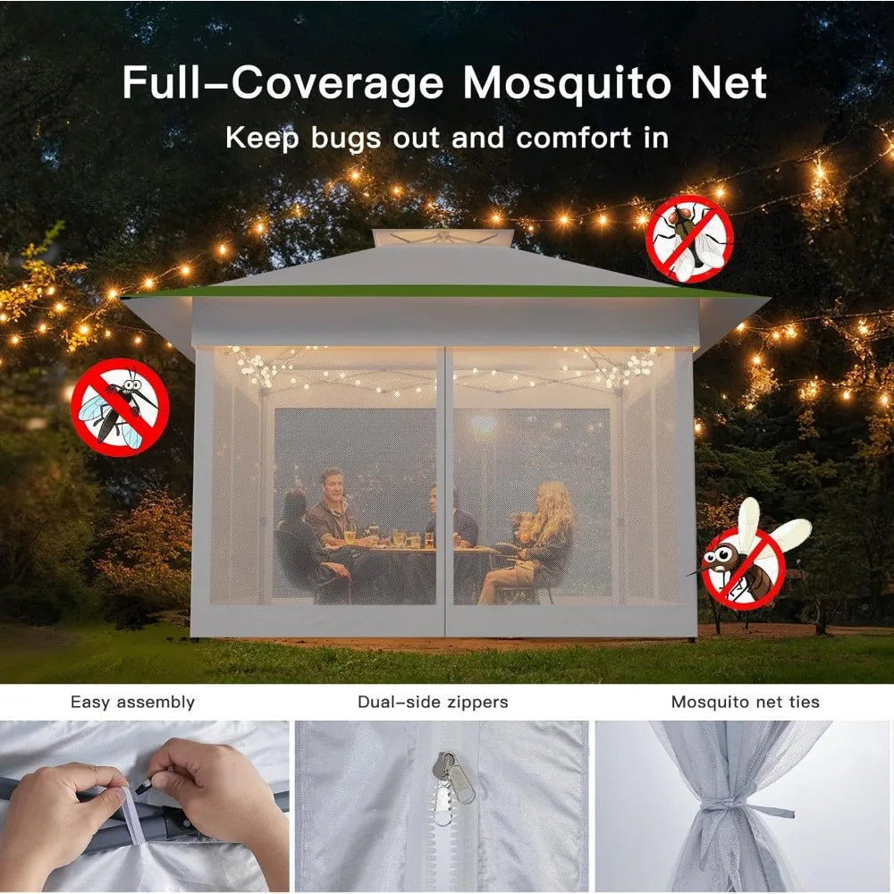 Amada Pop Up Gazebo Outdoor Canopy Tent with Mosquito Netting