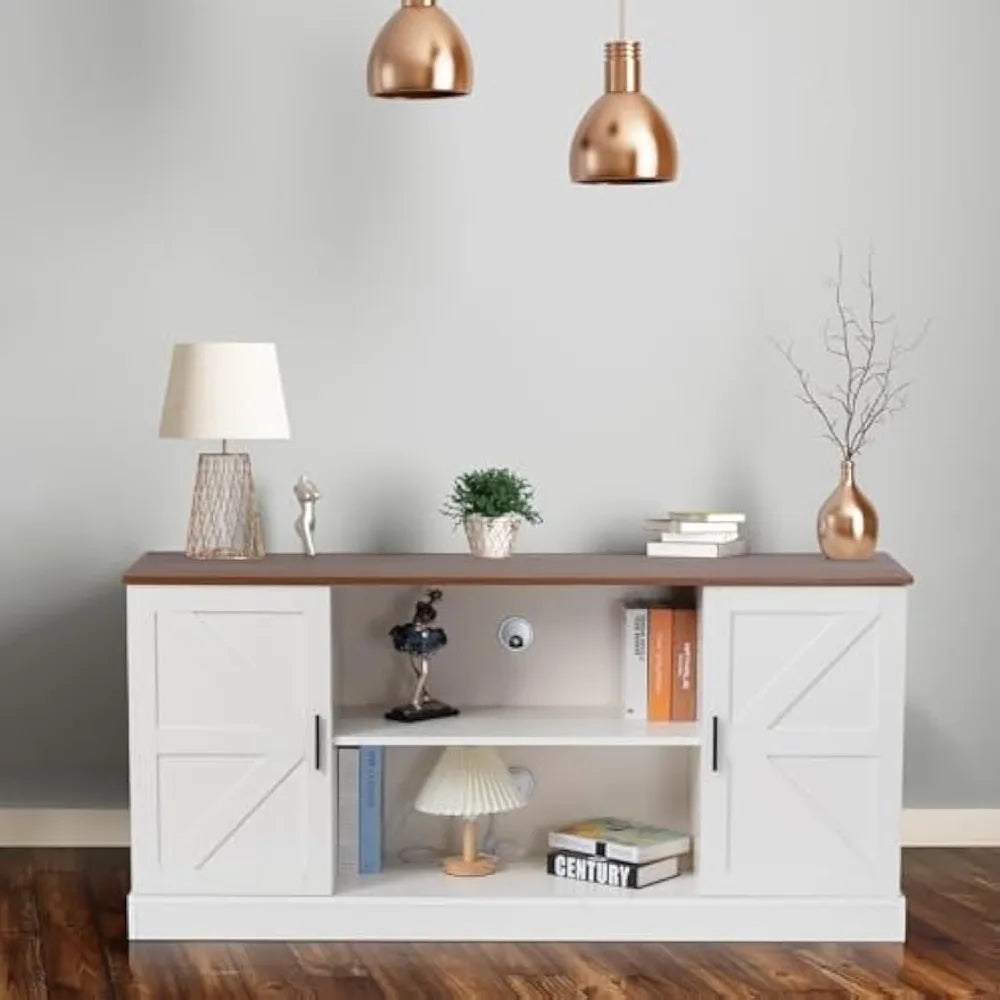 TV Stand for TVs up to 65” Modern Wood Entertainment Center with Storage