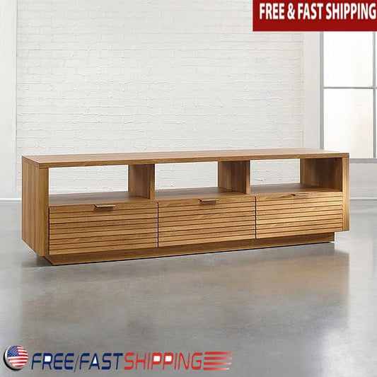 Ljustra Modern 70 Inch TV Stand with 3 Drawers Engineered Wood Pale Oak