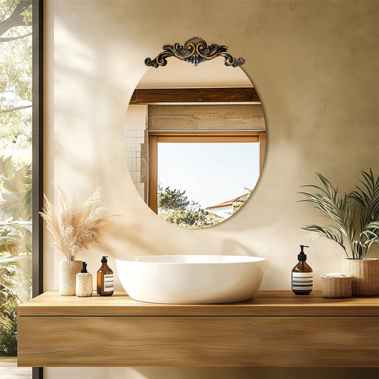 Oval Vintage Baroque Mirror 50/60/70CM Antique Frame Glam Wall Decor