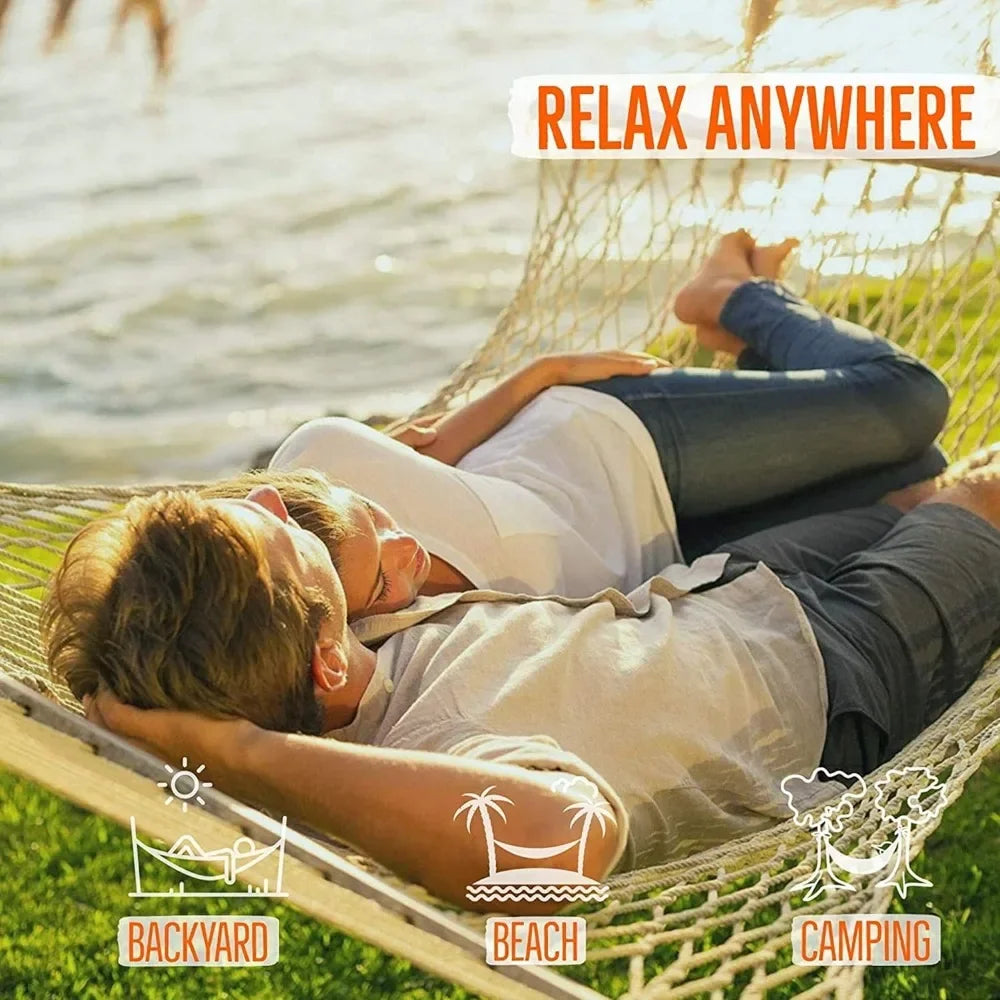 Ljustra Castaway Living 13ft Double Hand Woven Cotton Rope Hammock