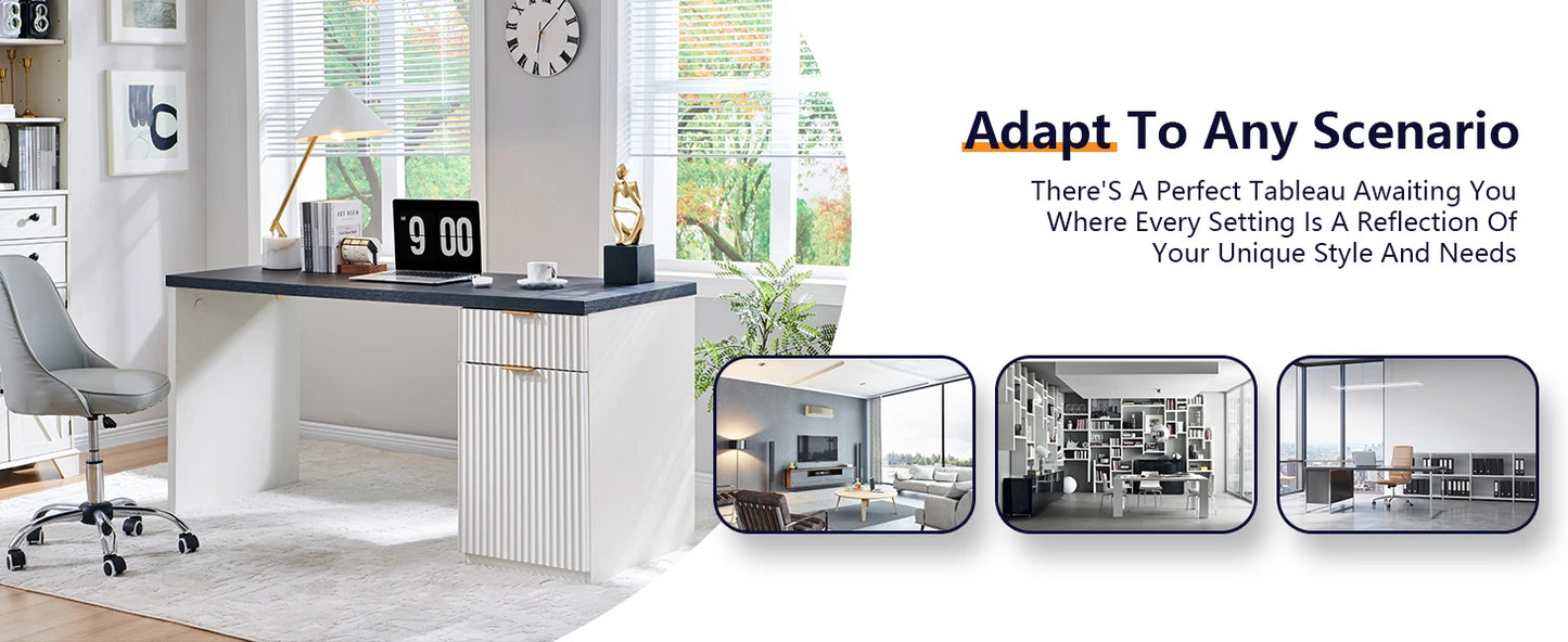 60 Inch Modern Executive Desk with Storage for Home Office Workstation